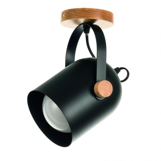 InLight Επιτοίχιο σποτ από μαύρο μέταλλο και ξύλο 1XE27 D:22cm (6133-1-BL) InLight Επιτοίχιο σποτ από μαύρο μέταλλο και ξύλο 1XE27 D:22cm (6133-1-BL)