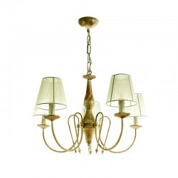 InLight Κρεμαστό φωτιστικό από μέταλλο σε μπεζ πατίνα και υφασμάτινο καπέλο 5XE14 D:60cm (5308-5)