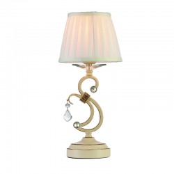 InLight Επιτραπέζιο φωτιστικό από μπεζ μέταλλο κρύσταλλο και υφασμάτινο καπέλο 1XE13 D:40cm (3404)