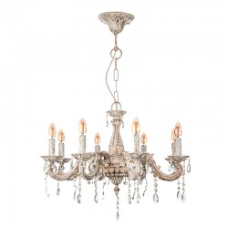 InLight Κρεμαστό φωτιστικό από μέταλλο σε μπεζ πατίνα και κρύσταλλα 8XE14 D:65cm (5304-8)