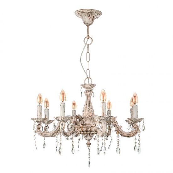 InLight Κρεμαστό φωτιστικό από μέταλλο σε μπεζ πατίνα και κρύσταλλα 8XE14 D:65cm (5304-8) InLight Κρεμαστό φωτιστικό από μέταλλο σε μπεζ πατίνα και κρύσταλλα 8XE14 D:65cm (5304-8)