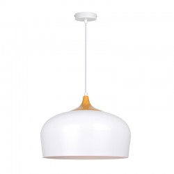 InLight Κρεμαστό φωτιστικό από λευκό μέταλλο και ξύλο 1XE27 D:35cm (4387-WH)