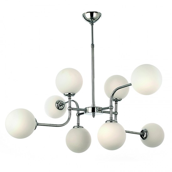 InLight Κρεμαστό φωτιστικό από χρώμιο μέταλλο και λευκή οπαλίνα 8XG9 D:90cm (6169-8-CH)