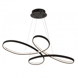 InLight Κρεμαστό φωτιστικό LED 56W 3CCT (by switch) από αλουμίνιο σε μαύρη απόχρωση D:100cm (6150-BL)