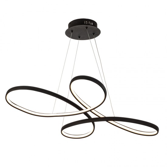 InLight Κρεμαστό φωτιστικό LED 56W 3CCT (by switch) από αλουμίνιο σε μαύρη απόχρωση D:100cm (6150-BL)