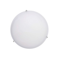 InLight Πλαφονιέρα οροφής από χρώμιο μέταλλο και λευκό γυαλί 2XE27 D:40cm (42154-Α)