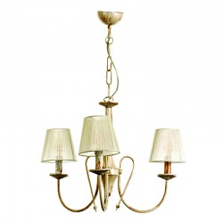 InLight Κρεμαστό φωτιστικό από μέταλλο σε μπεζ πατίνα και υφασμάτινο καπέλο 3XE14 D:50cm (5308-3)