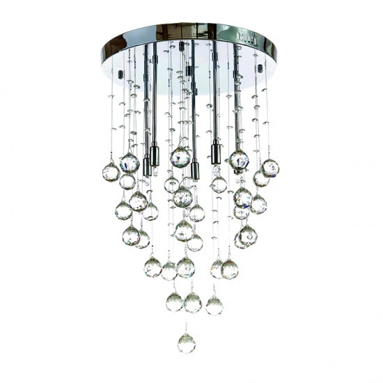 InLight Φωτιστικό οροφής από χρώμιο μέταλλο και διάφανα κρύσταλλα 5XG9 D:40cm  (5201-Β)