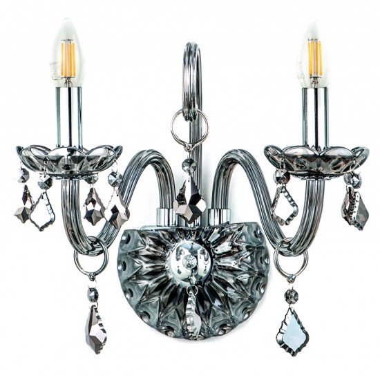 InLight Επιτοίχιο φωτιστικό από φιμέ γυαλί και κρύσταλλα 2XE14 D:35cm (43391-2-FIME)