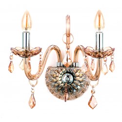 InLight Επιτοίχιο φωτιστικό από μελί γυαλί και κρύσταλλα 2XE14 D:35cm (43391-2-AMBER)