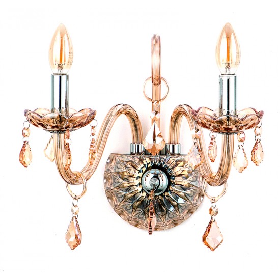 InLight Επιτοίχιο φωτιστικό από μελί γυαλί και κρύσταλλα 2XE14 D:35cm (43391-2-AMBER)