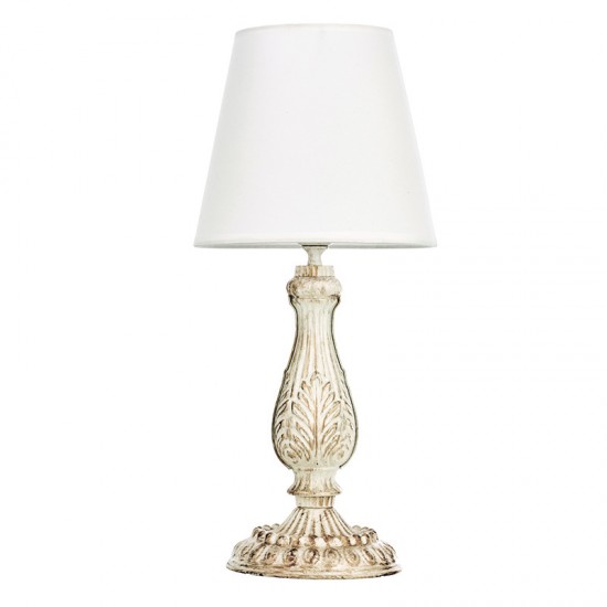 InLight Επιτραπέζιο φωτιστικό από μέταλλο σε μπεζ πατίνα και υφασμάτινο καπέλο 1XE14 D:40cm (3468)