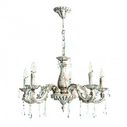 InLight Κρεμαστό φωτιστικό από μέταλλο σε μπεζ πατίνα και κρύσταλλα 5XE14 D:60cm (5304-5)