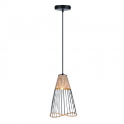 InLight Κρεμαστό φωτιστικό από ρατάν και μαύρο μέταλλο 1XE27 D:23cm (4529)