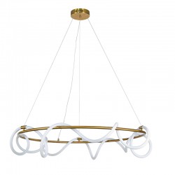 InLight Κρεμαστό φωτιστικό LED 60W 3000K από χρυσαφί μέταλλο και σωλήνα σιλικόνης D:60cm (6017-B-GL)