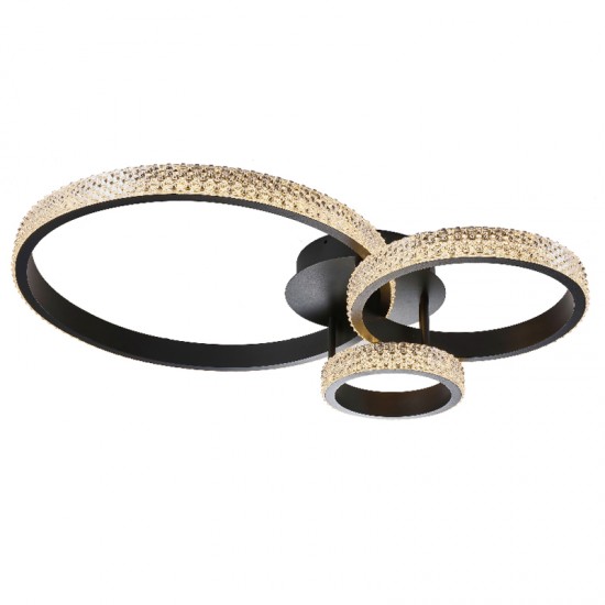 InLight Πλαφονιέρα οροφής LED 96W 3000K από μαύρο αλουμίνιο και ακρυλικό D:70cm (6034)