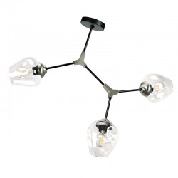 InLight Κρεμαστό φωτιστικό από μαύρο μέταλλο και διάφανο γυαλί 3XE27 D:70cm (6129-3-ΝΜ)