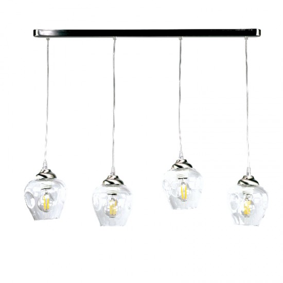 InLight Κρεμαστό φωτιστικό από νίκελ ματ μέταλλο και διάφανο γυαλί 4XE27 D:80cm (4474-4-NM ΡΑΓΑ) InLight Κρεμαστό φωτιστικό από νίκελ ματ μέταλλο και διάφανο γυαλί 4XE27 D:80cm (4474-4-NM ΡΑΓΑ)