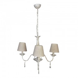 InLight Κρεμαστό φωτιστικό από λευκή πατίνα, κρύσταλλα και υφασμάτινο καπέλο 3XE14 D:55cm  (5010-3)