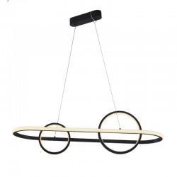 InLight Κρεμαστό φωτιστικό LED 56W 3000K από αλουμίνιο σε μαύρη απόχρωση D:120cm (6031)