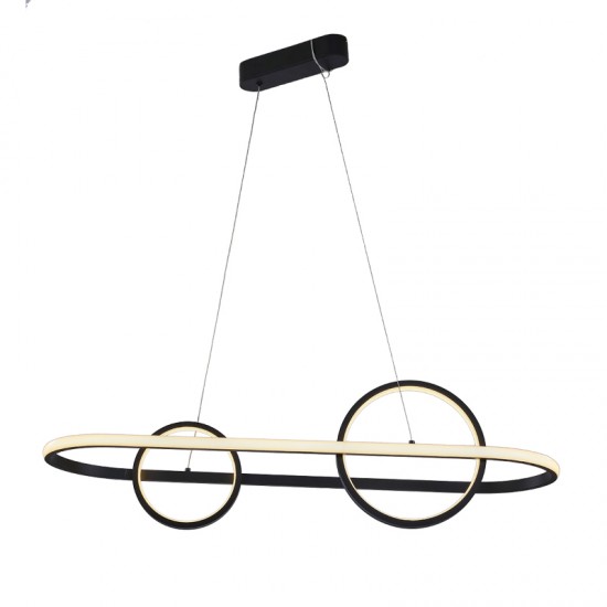 InLight Κρεμαστό φωτιστικό LED 56W 3000K από αλουμίνιο σε μαύρη απόχρωση D:120cm (6031)