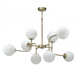 InLight Κρεμαστό φωτιστικό από χρυσαφί μέταλλο και λευκή οπαλίνα 8XG9 D:90cm (6169-8-GL)