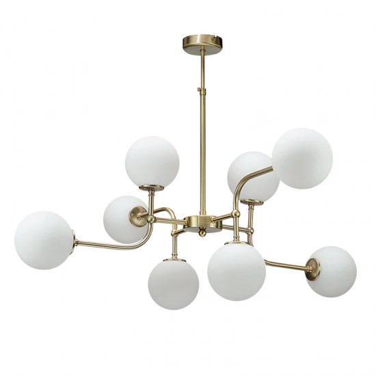 InLight Κρεμαστό φωτιστικό από χρυσαφί μέταλλο και λευκή οπαλίνα 8XG9 D:90cm (6169-8-GL)