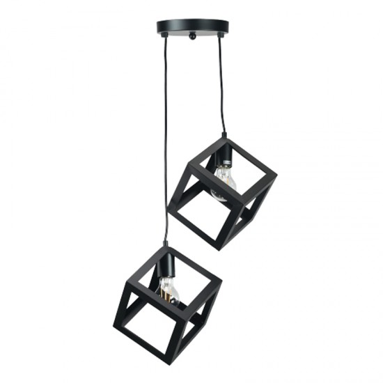 InLight Κρεμαστό φωτιστικό από μαύρο μέταλλο 2XE27 D:20cm (4400-2-BL-ΡΟΖΕΤΑ)