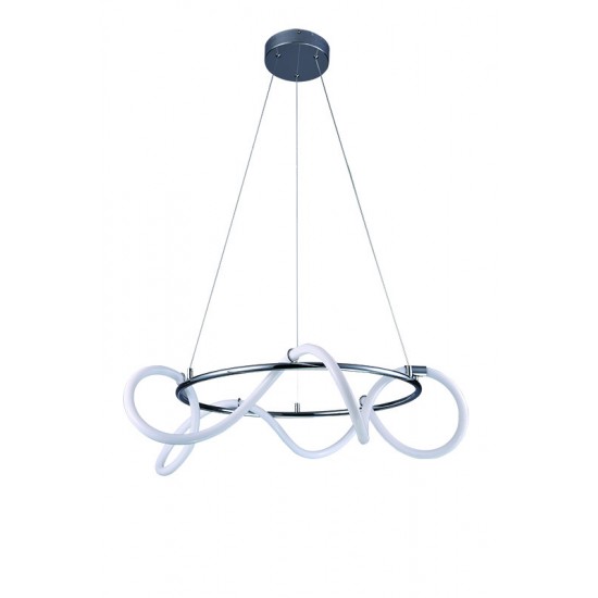 InLight Κρεμαστό φωτιστικό LED 80W 3000K από χρώμιο μέταλλο και σωλήνα σιλικόνης D:80cm (6017-A-CH)