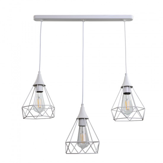 InLight Κρεμαστό φωτιστικό από λευκό μέταλλο 3XE27 D:60cm (4024-3-WH-RAIL)