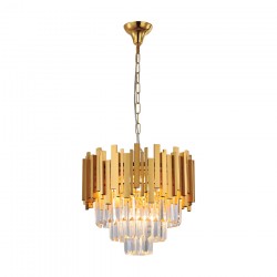 InLight Κρεμαστό φωτιστικό από χρυσαφί αλουμίνιο και κρύσταλλα 4XE14 D:40cm (6068-4)