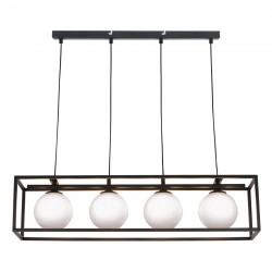 InLight Κρεμαστό φωτιστικό σε μαύρη απόχρωση και λευκή οπαλίνα 4XG9 D:78cm (6064-BL)