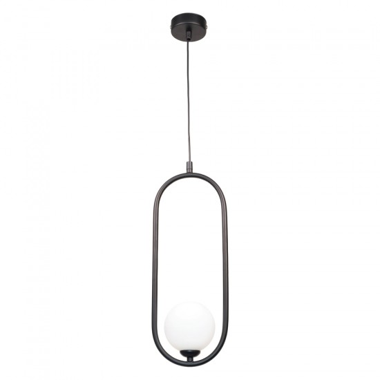InLight Κρεμαστό φωτιστικό σε μαύρη απόχρωση και λευκή οπαλίνα 1XG9 D:40cm (4021-BL)
