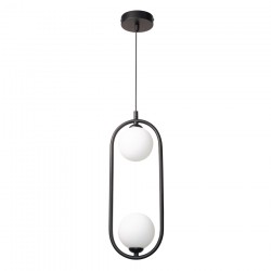 InLight Κρεμαστό φωτιστικό σε μαύρη απόχρωση και λευκή οπαλίνα 2XG9 D:40cm (4023-BL)