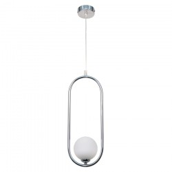 InLight Κρεμαστό φωτιστικό σε χρώμιο απόχρωση και λευκή οπαλίνα 1XG9 D:40cm (4022-CH)