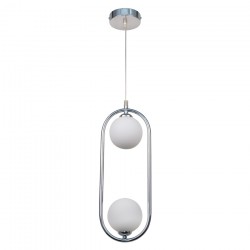 InLight Κρεμαστό φωτιστικό σε χρώμιο απόχρωση και λευκή οπαλίνα 2XG9 D:40cm (4023-CH)