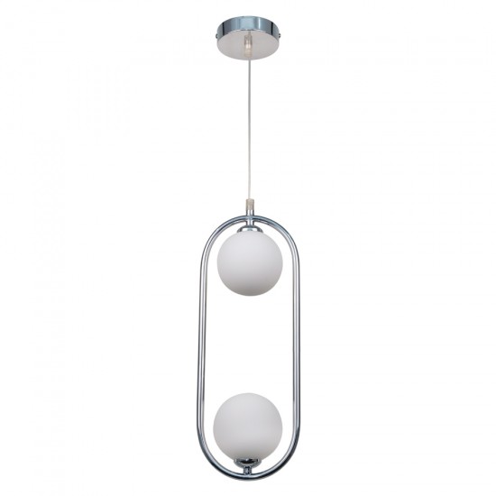 InLight Κρεμαστό φωτιστικό σε χρώμιο απόχρωση και λευκή οπαλίνα 2XG9 D:40cm (4023-CH) InLight Κρεμαστό φωτιστικό σε χρώμιο απόχρωση και λευκή οπαλίνα 2XG9 D:40cm (4023-CH)