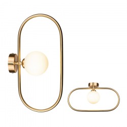 InLight Επιτοίχιο φωτιστικό σε χρυσαφί χρώμα και λευκή οπαλίνα 1XG9 D:40cm (43031-GL)