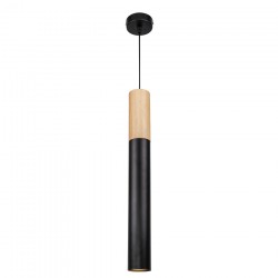 InLight Κρεμαστό φωτιστικό σε μαύρη απόχρωση και ξύλο 1XGU10 D:40cm (4017-BL)