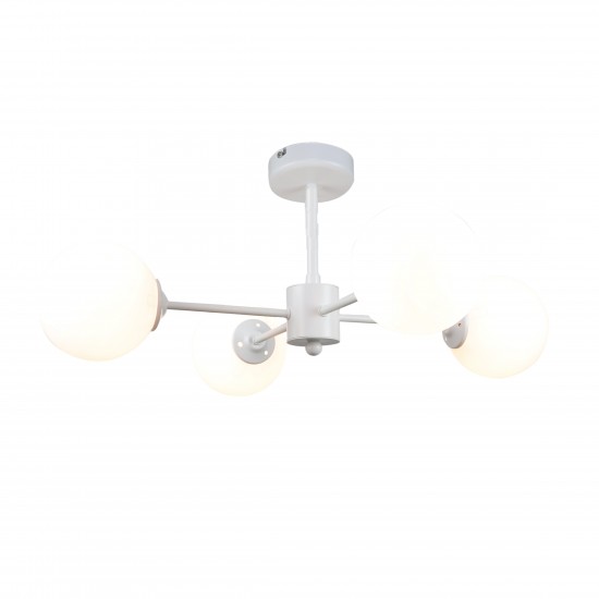 InLight Κρεμαστό φωτιστικό από λευκό μέταλλο και λευκή οπαλίνα 4XG9 D:70cm (5012-4)