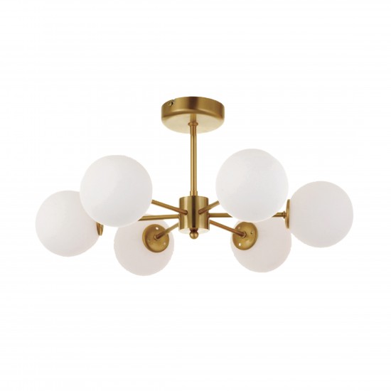 InLight Κρεμαστό φωτιστικό από χρυσό ματ μέταλλο και λευκή οπαλίνα 6XG9 D:55cm (5015-6)