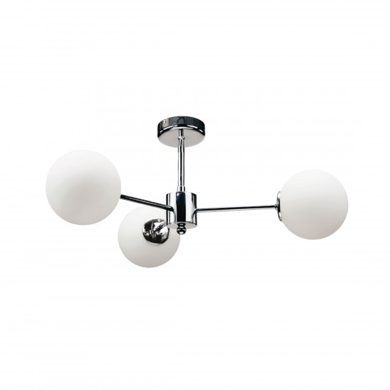 InLight Κρεμαστό φωτιστικό από χρώμιο μέταλλο και λευκή οπαλίνα 3XG9 D:45cm (5014-3) InLight Κρεμαστό φωτιστικό από χρώμιο μέταλλο και λευκή οπαλίνα 3XG9 D:45cm (5014-3)
