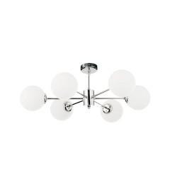 InLight Κρεμαστό φωτιστικό από χρώμιο μέταλλο και λευκή οπαλίνα 6XG9 D:55cm (5014-6)