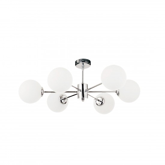 InLight Κρεμαστό φωτιστικό από χρώμιο μέταλλο και λευκή οπαλίνα 6XG9 D:55cm (5014-6)
