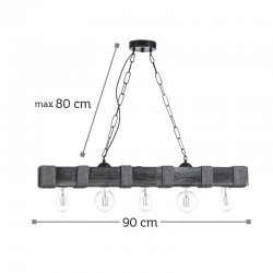 InLight Κρεμαστό φωτιστικό από ξύλο και σχοινί 5XE27 D:90cm (5318-5)