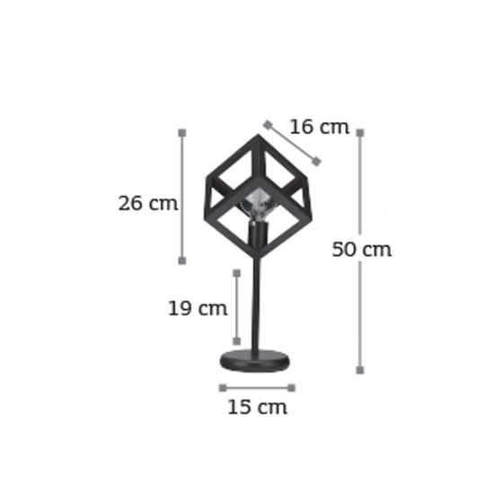 InLight Επιτραπέζιο φωτιστικό από μαύρο μέταλλο 1XE27 D:50cm (3442-BL)