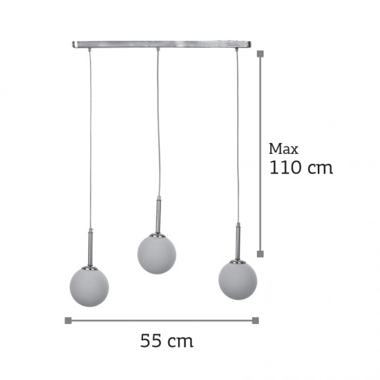 InLight Κρεμαστό φωτιστικό από χρώμιο μέταλλο και λευκή οπαλίνα 3XG9 D:60cm (4515-3 ΡΑΓΑ) InLight Κρεμαστό φωτιστικό από χρώμιο μέταλλο και λευκή οπαλίνα 3XG9 D:60cm (4515-3 ΡΑΓΑ)