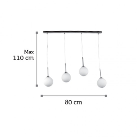 InLight Κρεμαστό φωτιστικό από χρώμιο μέταλλο και λευκή οπαλίνα 4XG9 D:80cm (4515-4 ΡΑΓΑ) InLight Κρεμαστό φωτιστικό από χρώμιο μέταλλο και λευκή οπαλίνα 4XG9 D:80cm (4515-4 ΡΑΓΑ)