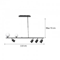 InLight Κρεμαστό φωτιστικό από μαύρο μέταλλο και λευκή οπαλίνα 2XG9 και 4XGU10 D:110cm (6168-BL)
