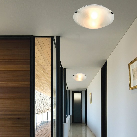 InLight Πλαφονιέρα οροφής από χρώμιο μέταλλο και λευκό γυαλί 1XE27 D:30cm (42154-Β) InLight Πλαφονιέρα οροφής από χρώμιο μέταλλο και λευκό γυαλί 1XE27 D:30cm (42154-Β)